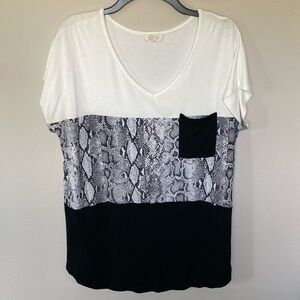 Be Stage Color Block Snakeskin Top